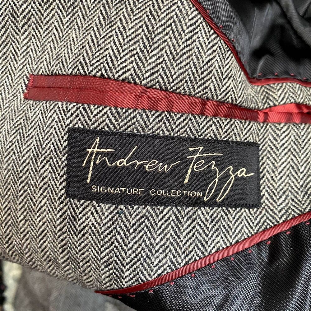 Andrew Fezza Signature Collection Blazer Lambswool Herringbone Gray Size 38R - Picture 4 of 5
